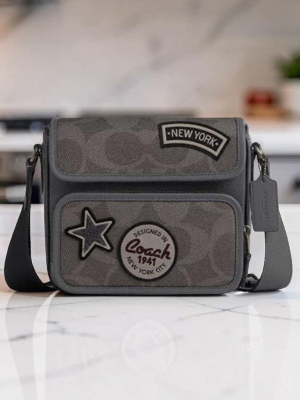 Coach Sullivan refined calf leather,canvas varsity patch spell,out tag DAD GIFT